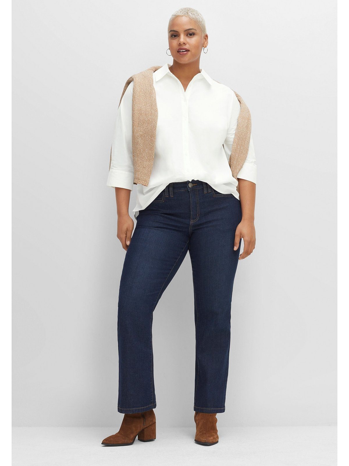 Sheego Hemdbluse Große Größen mit 3/4-Arm, in Popeline-Qualität