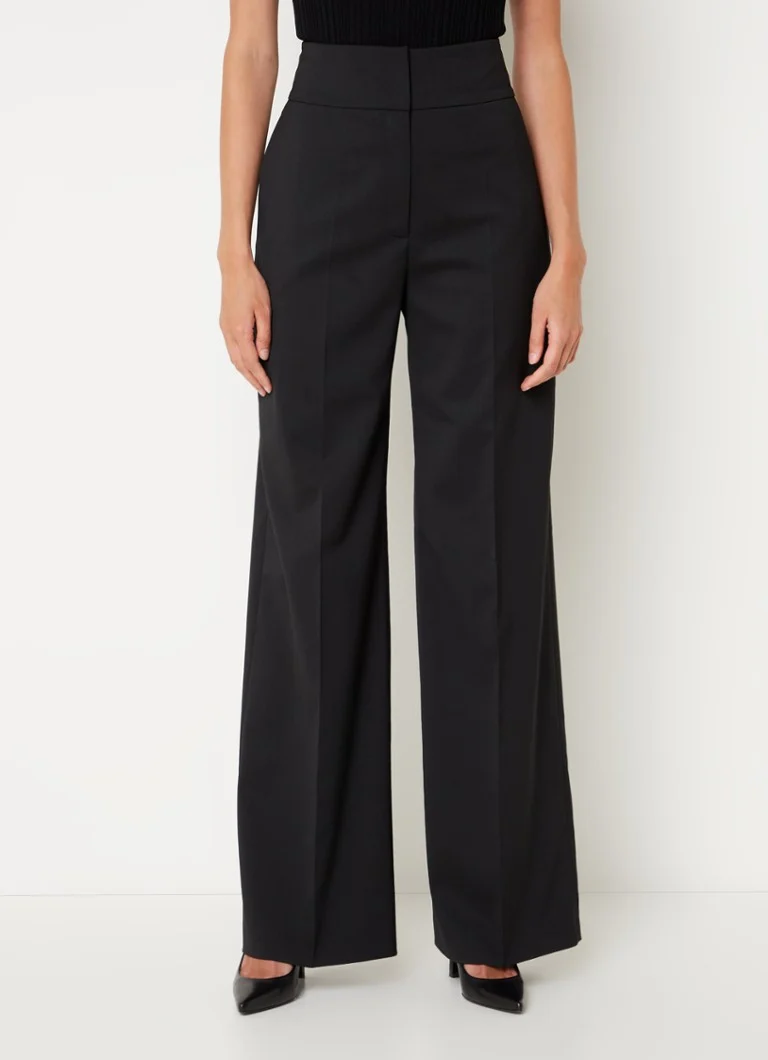 HUGO BOSS Himia high-waist straight-fit trousers in wool blend with side pockets