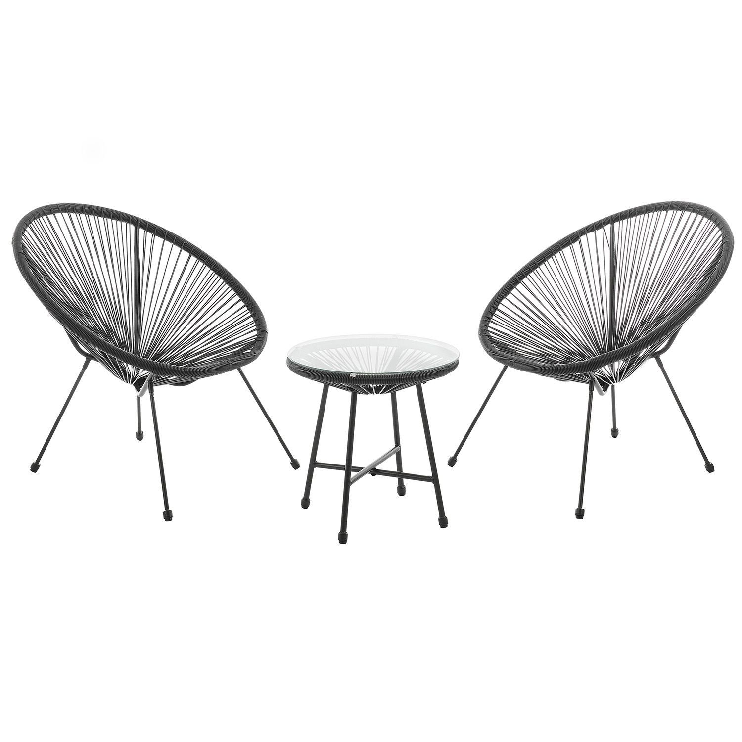 Juskys Balkonset Ostana, (3-tlg), 2 Sessel plus Tisch, witterungsbeständig, stabil