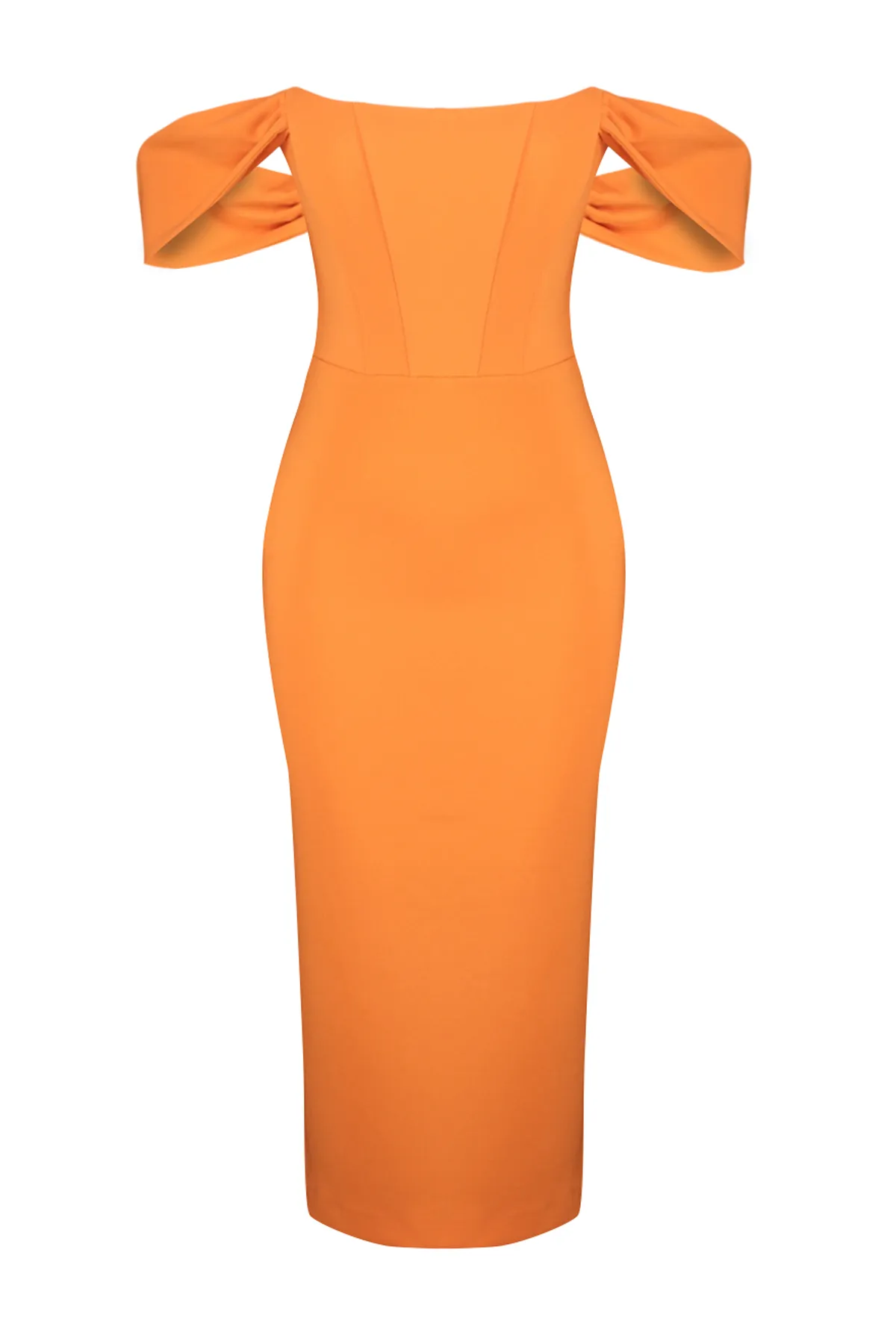 Trendyol Collection  Orangefarbenes, figurbetontes, gewebtes Korsett-Detail, elegantes Abendkleid TPRSS22EL00097