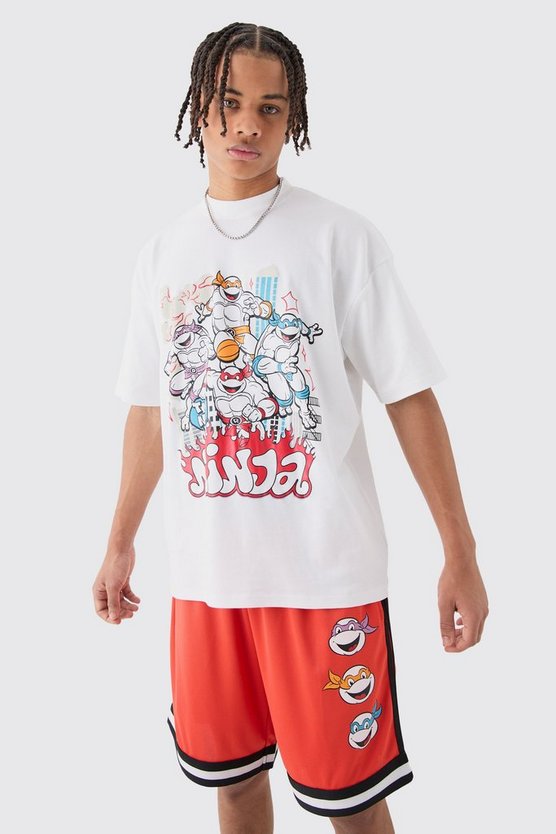 Oversize T-Shirt mit lizenziertem Ninja Turtles Print und Mesh Shorts