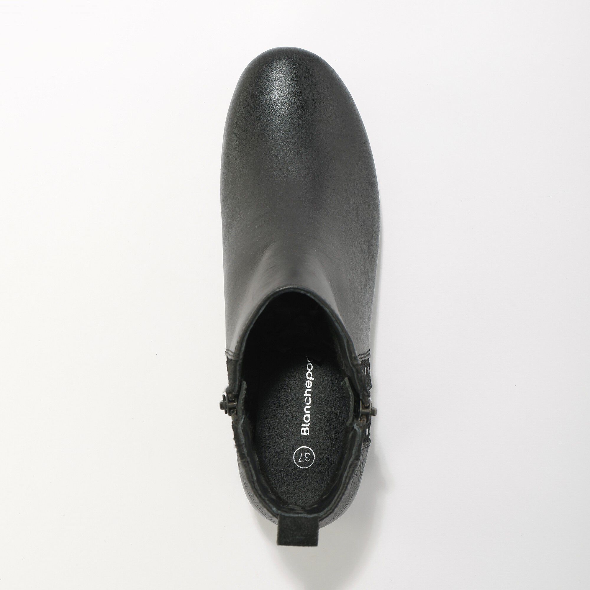 Boots compensées zippées en cuir et croûte de cuir
