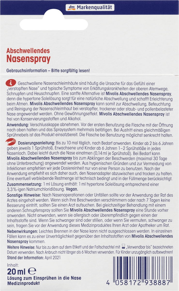 Abschwellendes Nasenspray, 20 ml