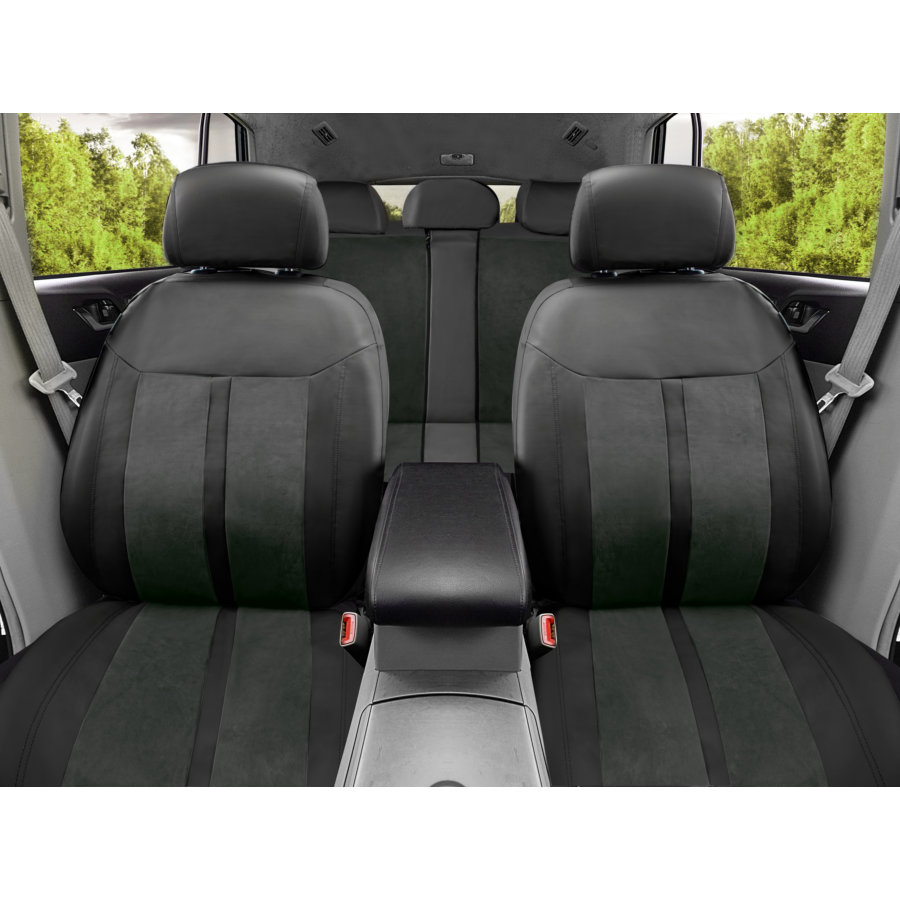 NORAUTO Sitzbezug-Komplettset 11-teilig für PKW´s, Design URANUS-2 schwarz-grau, in Kunstleder-Optik - ATU