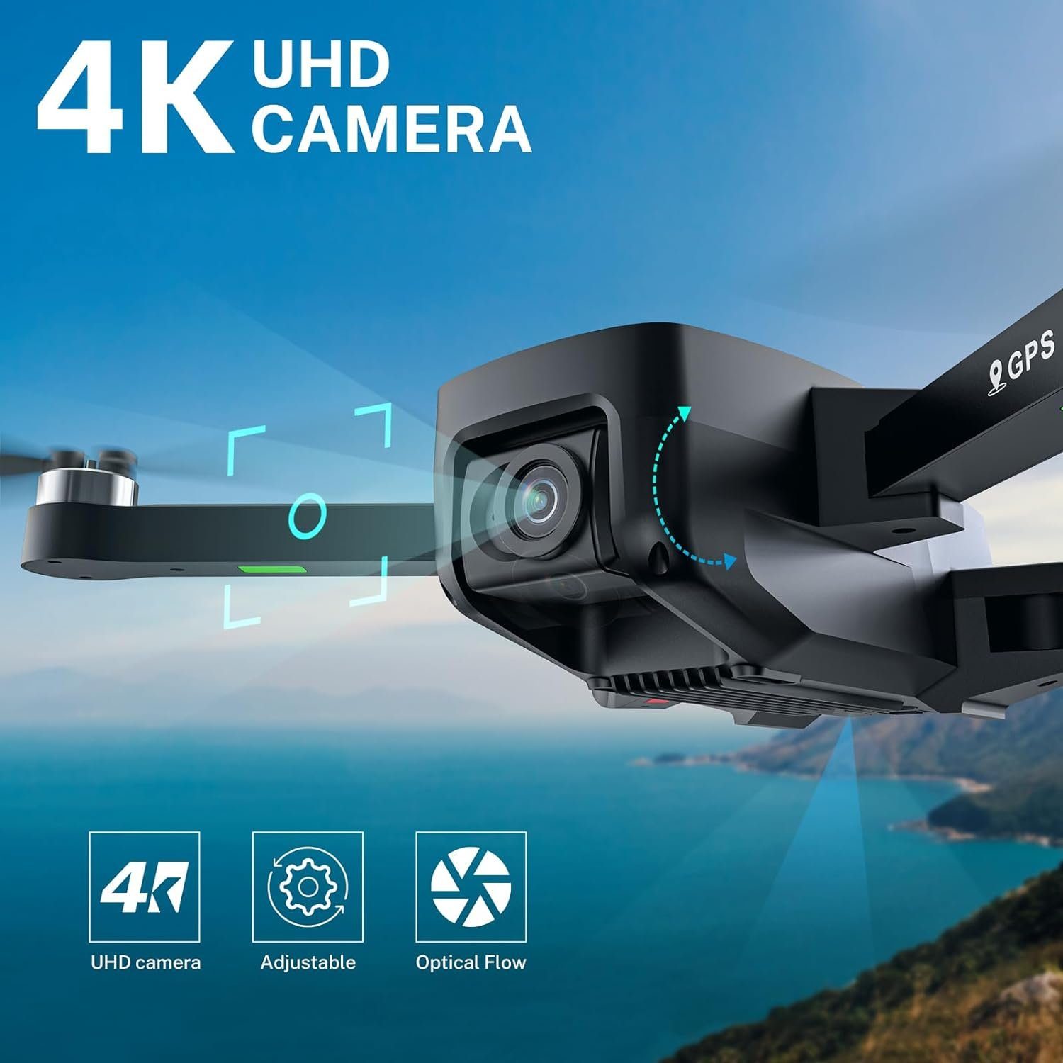 TEEROK T18S GPS mit Kamera 4K für Erwachsene, 5G Übertragung Drohne (1920*1080P, mit Automatische Rückkehr Follow Me Bürstenloser Motor 44 Min Flugzeit)