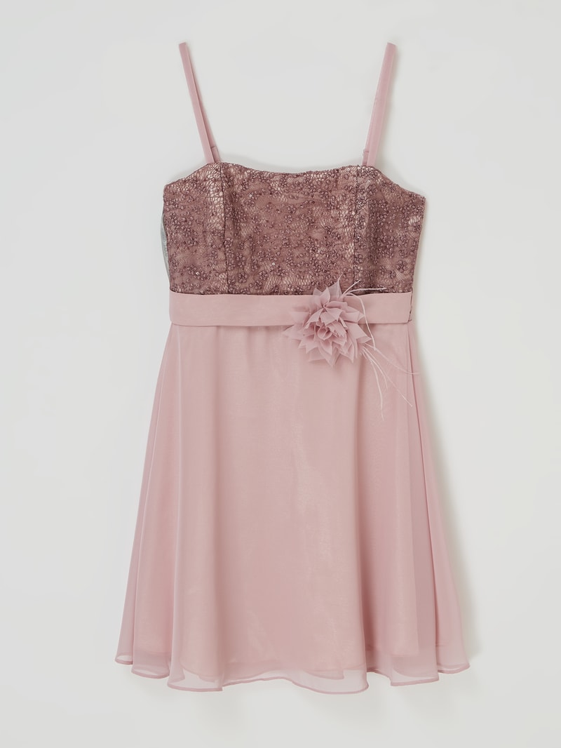 Kleid aus Spitze und Chiffon in mauve