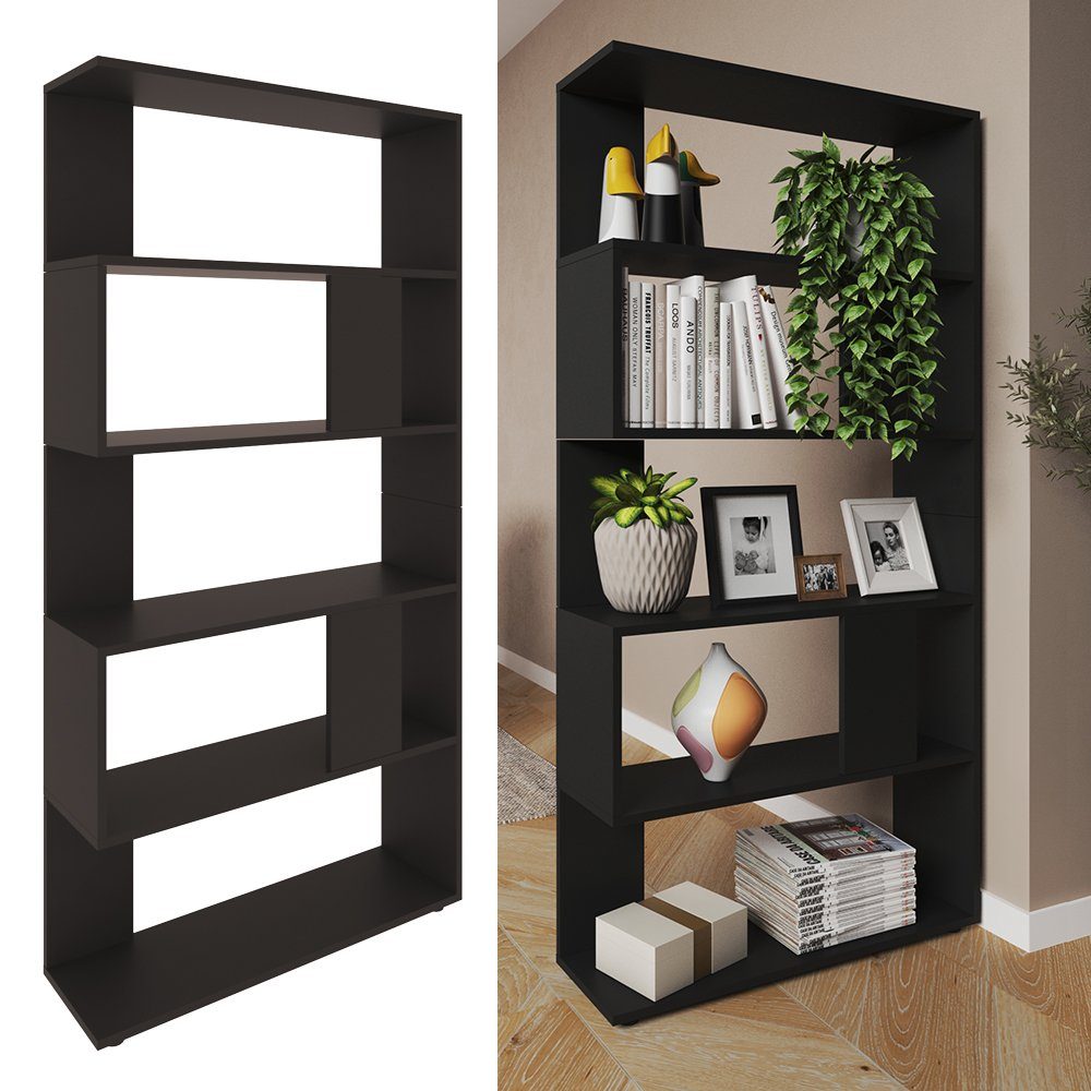 Vicco Raumteiler Standregal Bücherregal groß 5 Fächer Schwarz
