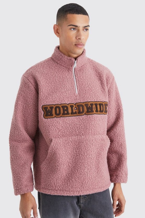 Oversize Sweatshirt mit 1/4 Reißverschluss und Bouclee-Applikation