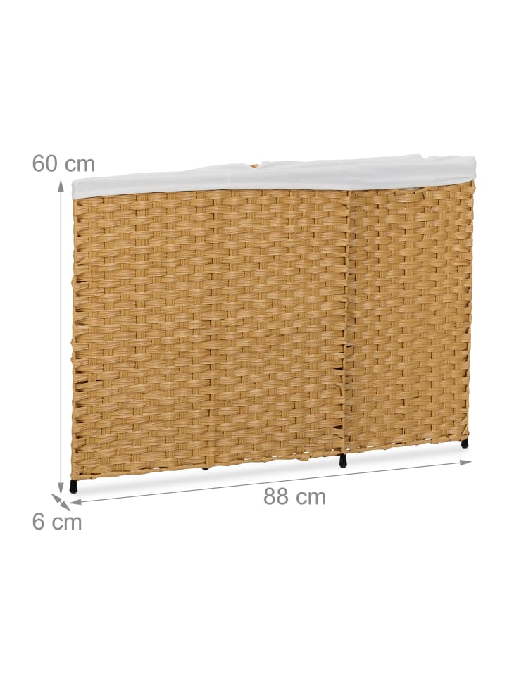 relaxdays Wäschekorb in Braun/ Beige - (B)58 x (H)60 x (T)34 cm günstig kaufen onesize