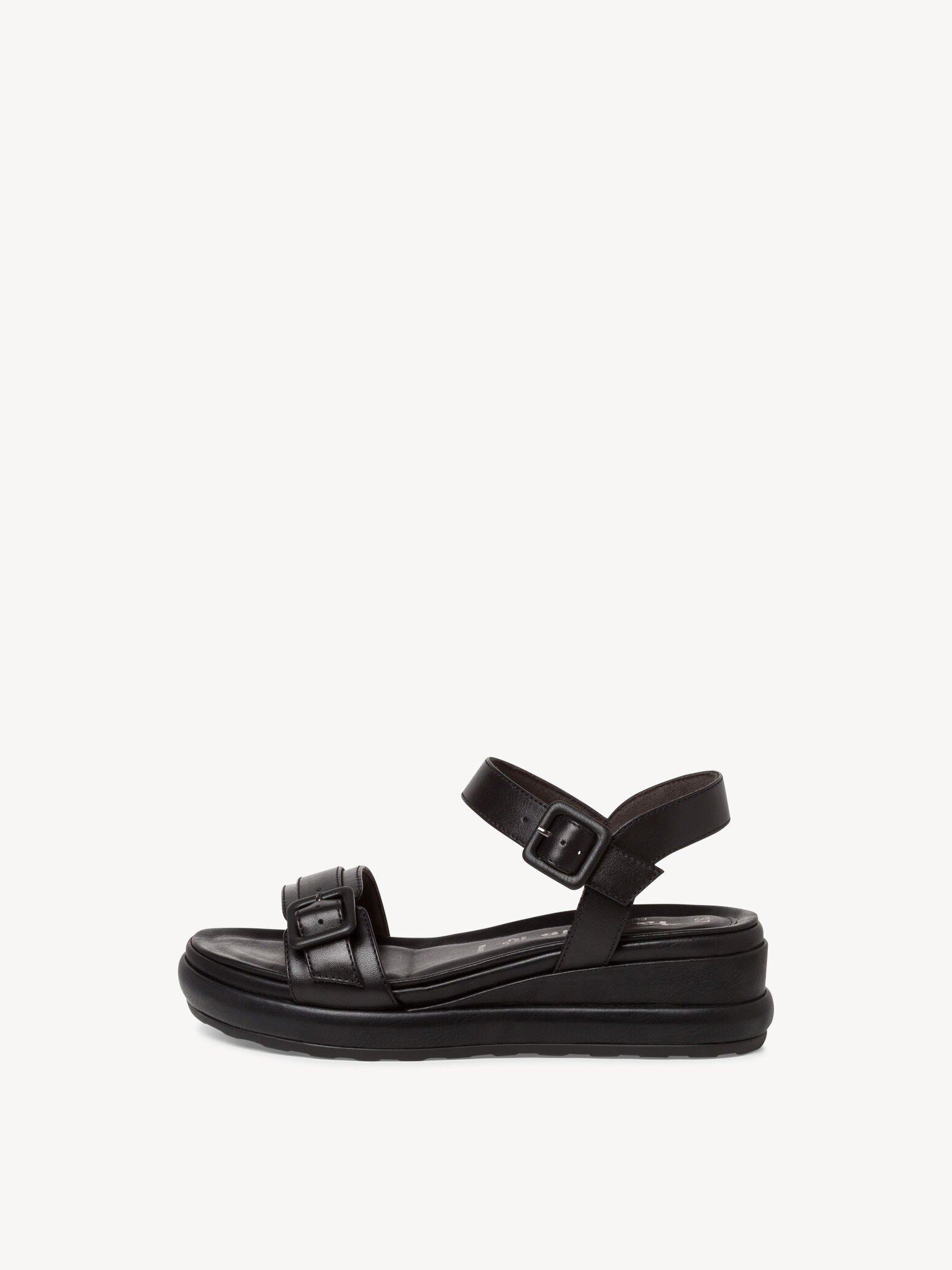 Sandale à talon en cuir - noir