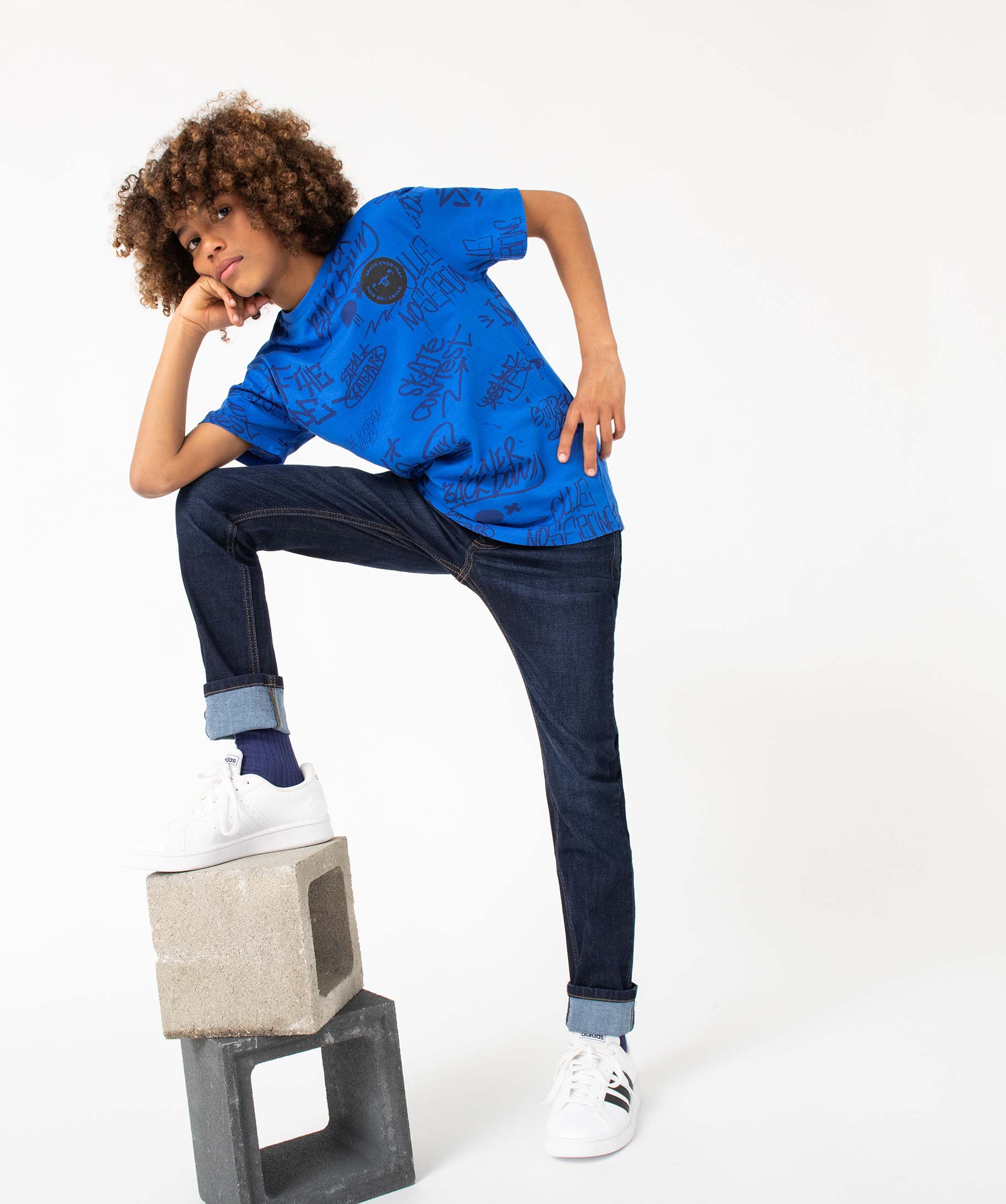 Jean coupe Slim 5 poches Garçon blue black | GEMO