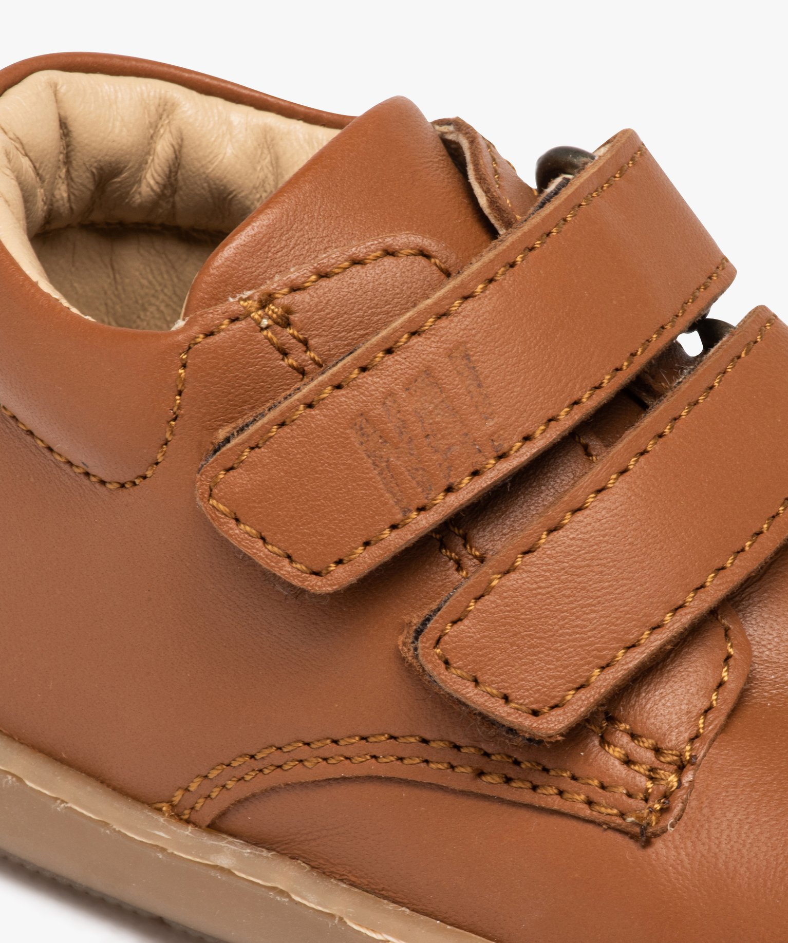 Baskets bébé Garçon dessus en cuir uni à double scratch ... camel | GEMO