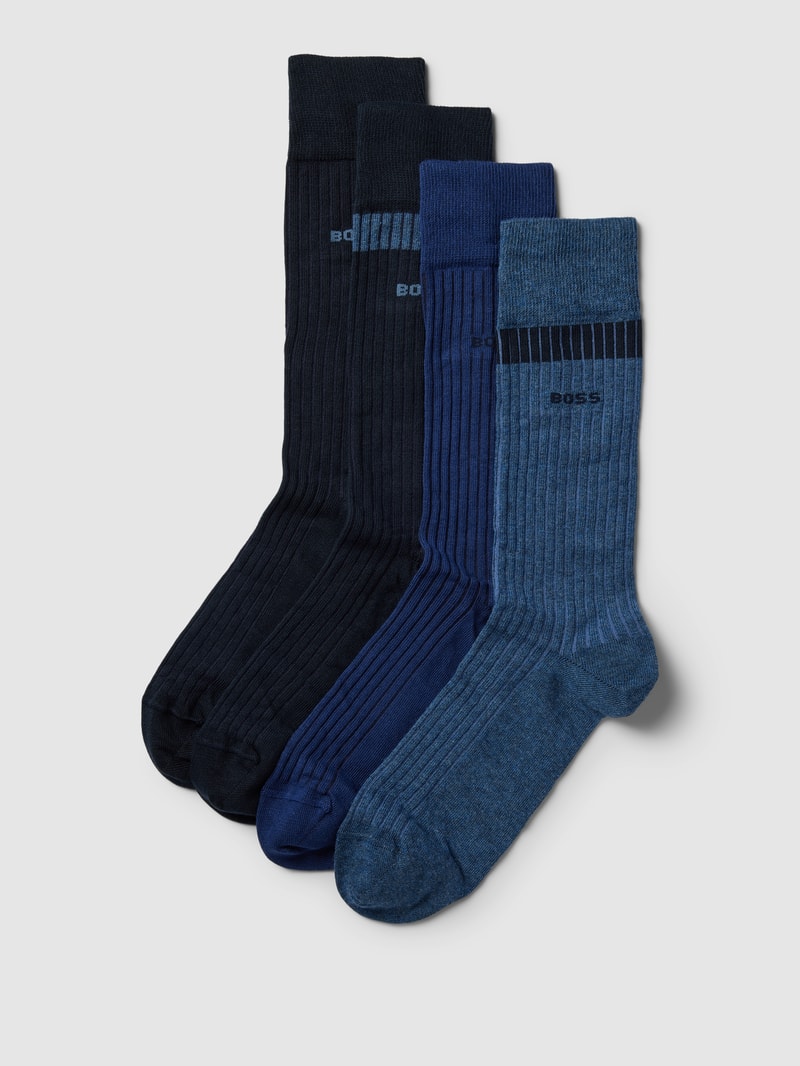 Socken mit Label-Details im 4er-Pack in dunkelblau