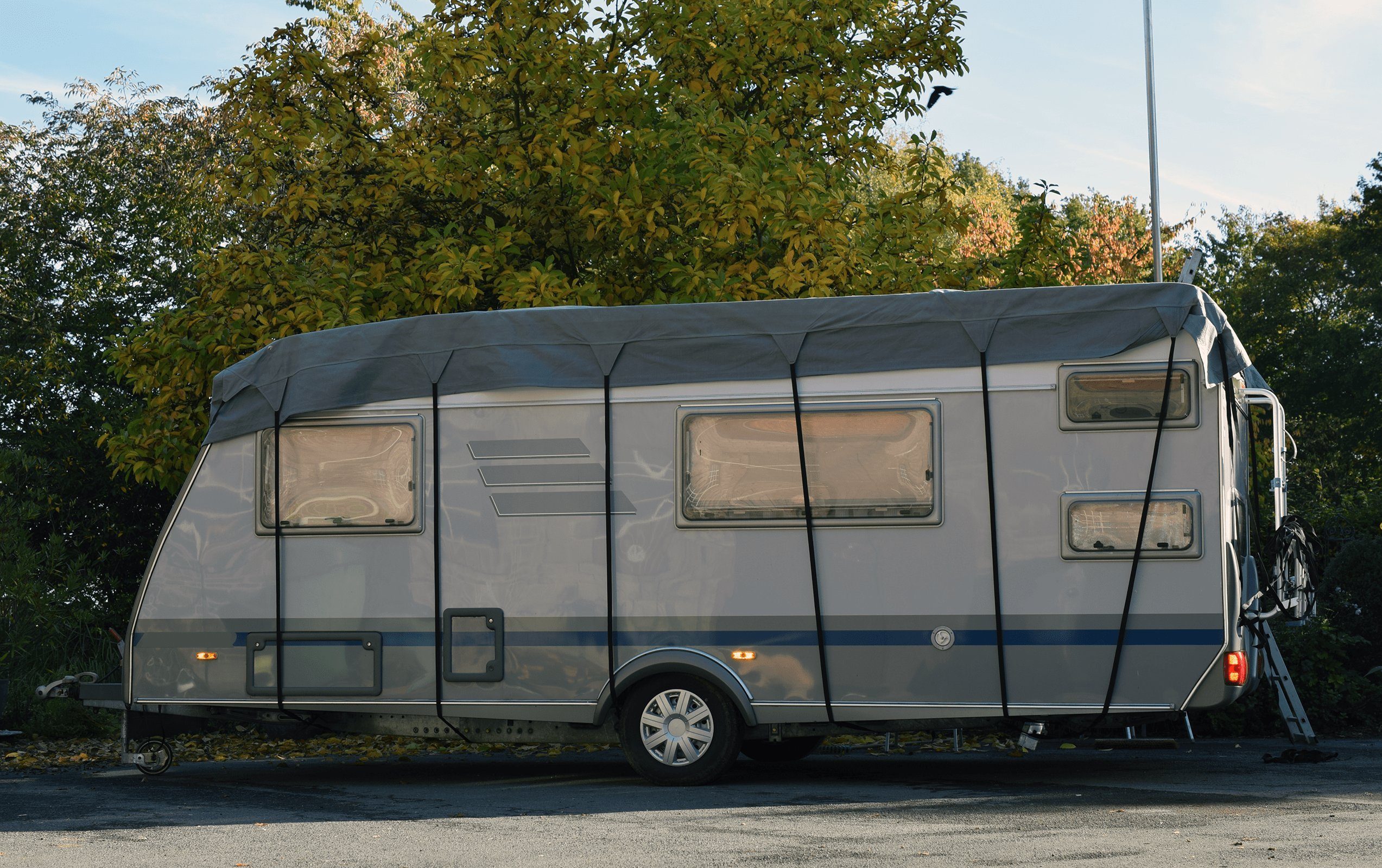 Green Yard Wohnwagenschutzhülle Dachschutzplane Wohnwagen & Wohnmobil Schutzdach (LxB) 750 cm x 300 cm (1 Stück, Inkl. Tragetasche), UV-beständig, atmungsaktiv und schimmelresistent