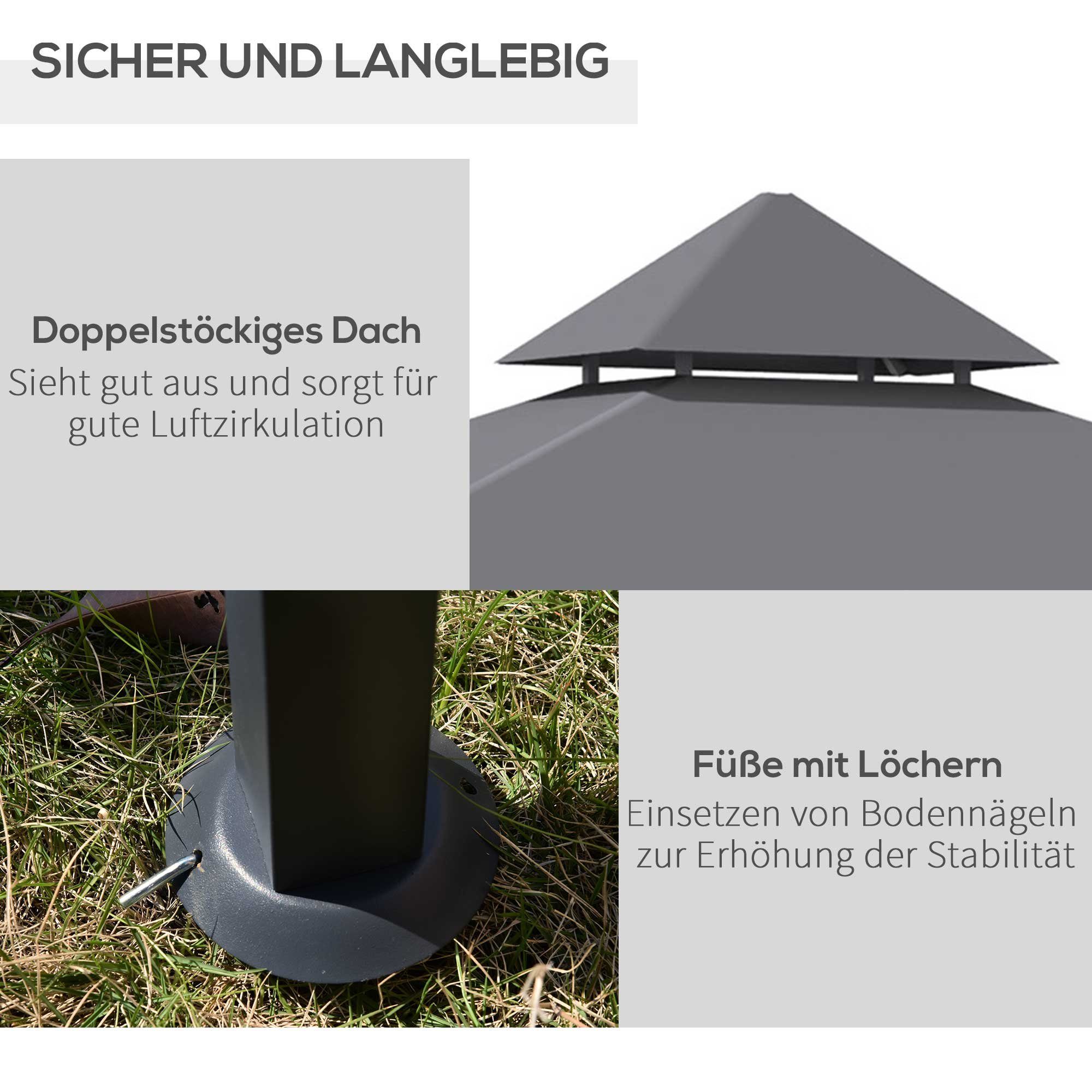 Outsunny Grillpavillon Grillpavillon, (Set, 1 Grillpavillon; 2 Seitenablage; 10 Hering; 1 Montageanleitung)