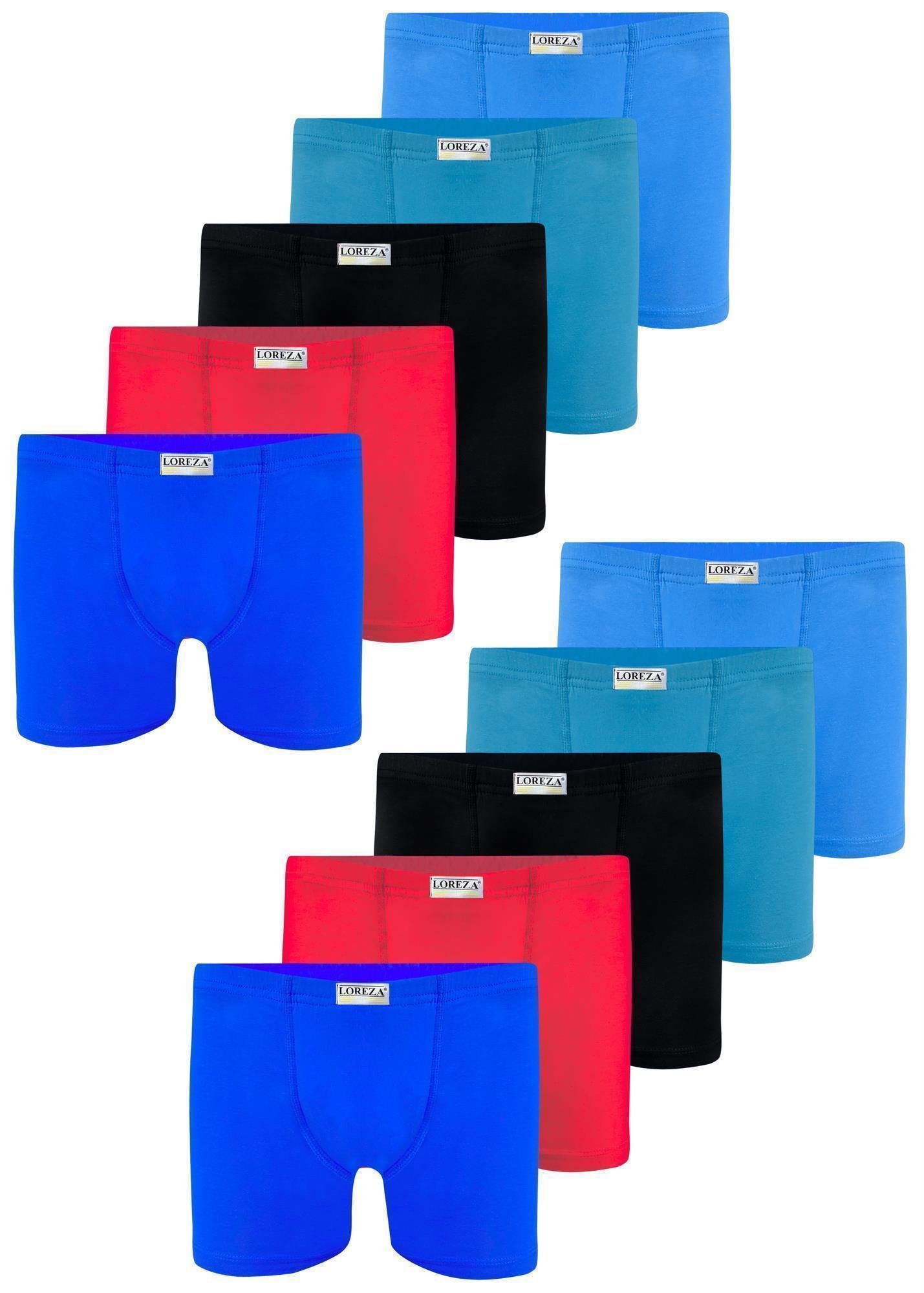 LOREZA Boxershorts 10 Jungen Boxershorts Unterhosen aus Baumwolle 92-170 (Spar-Packung, 10-St)