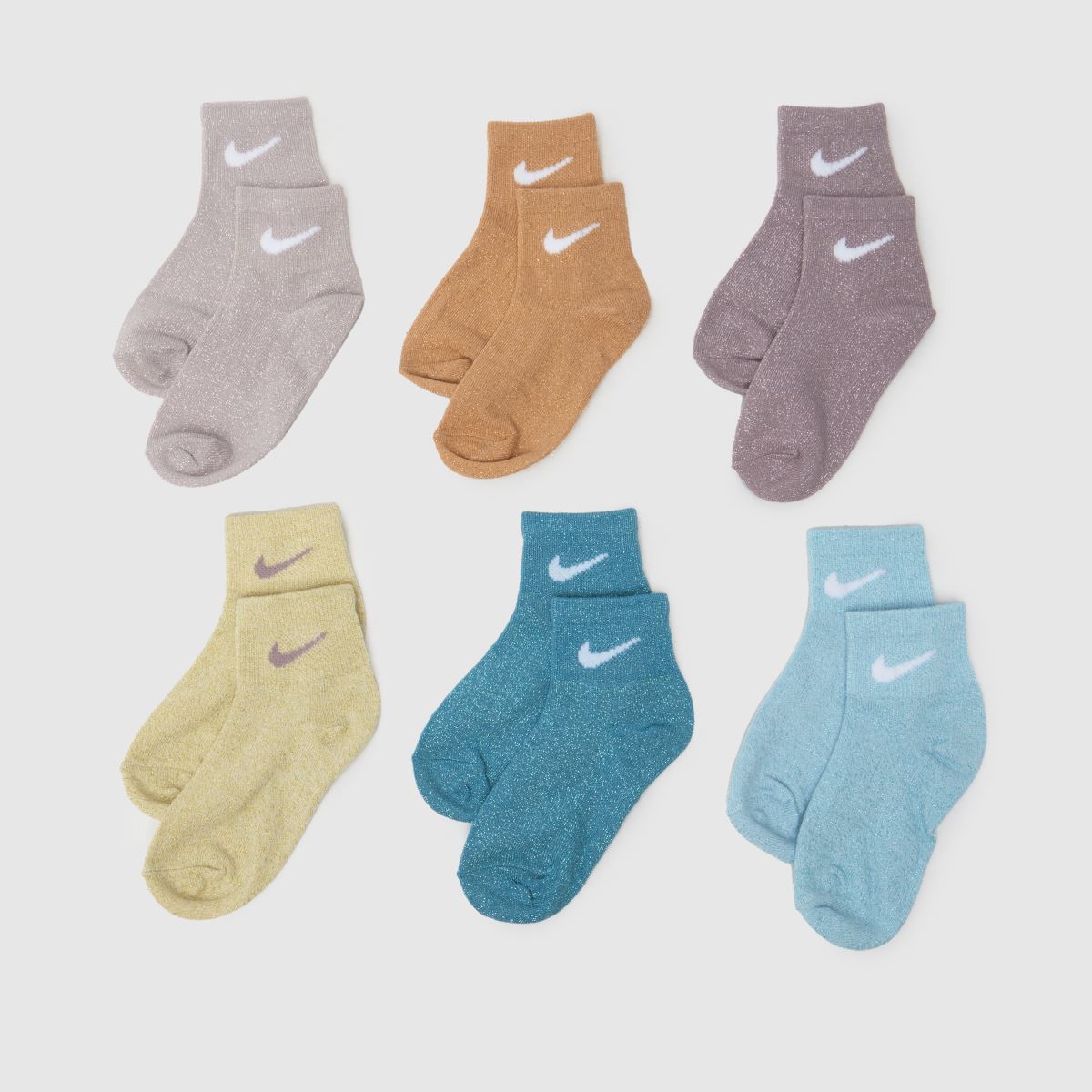 Komplet 6 modrih otroških četrtinkastih nogavic Nike