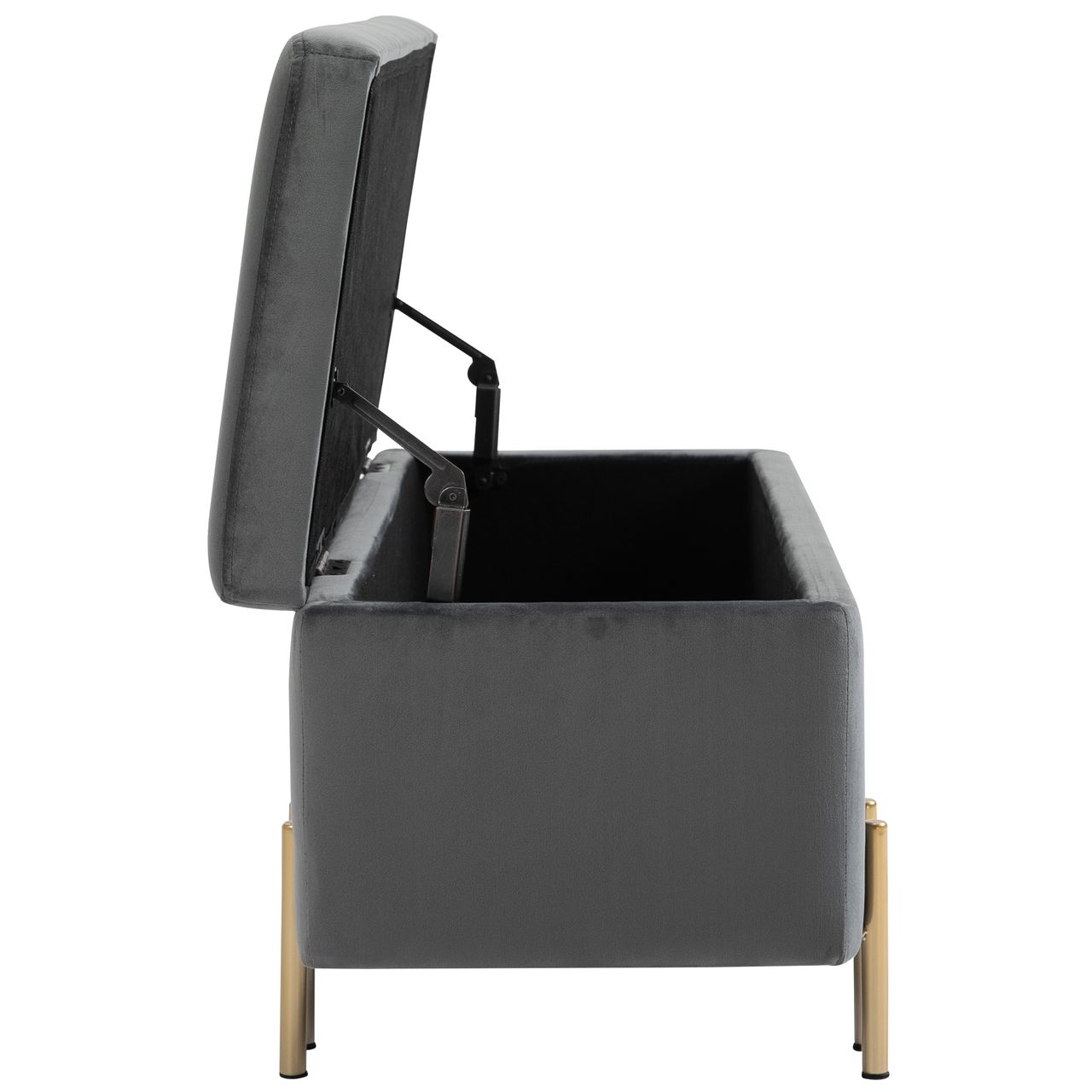 HOMCOM Sitzbank, Polsterbank mit Stauraum, Truhenbank, Stoff, Metall, Schaumstoff, Dunkelgrau, 100 x 40 x 42 cm