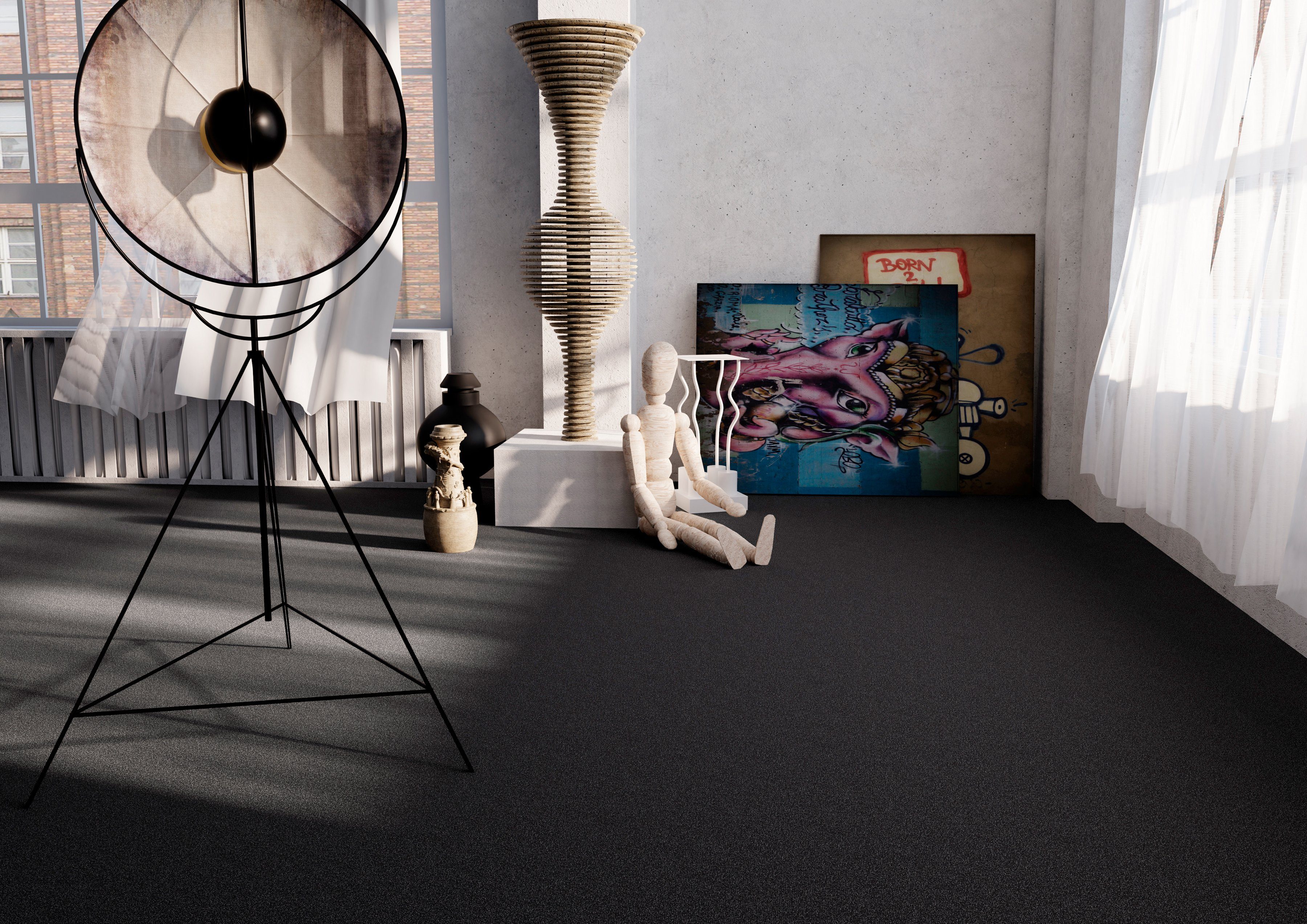 Teppichfliese Madison, my home, quadratisch, Höhe: 6 mm, selbstliegend, 1 Stück, 1m², 5m², 50x50 cm, Fliese, Wohnzimmer