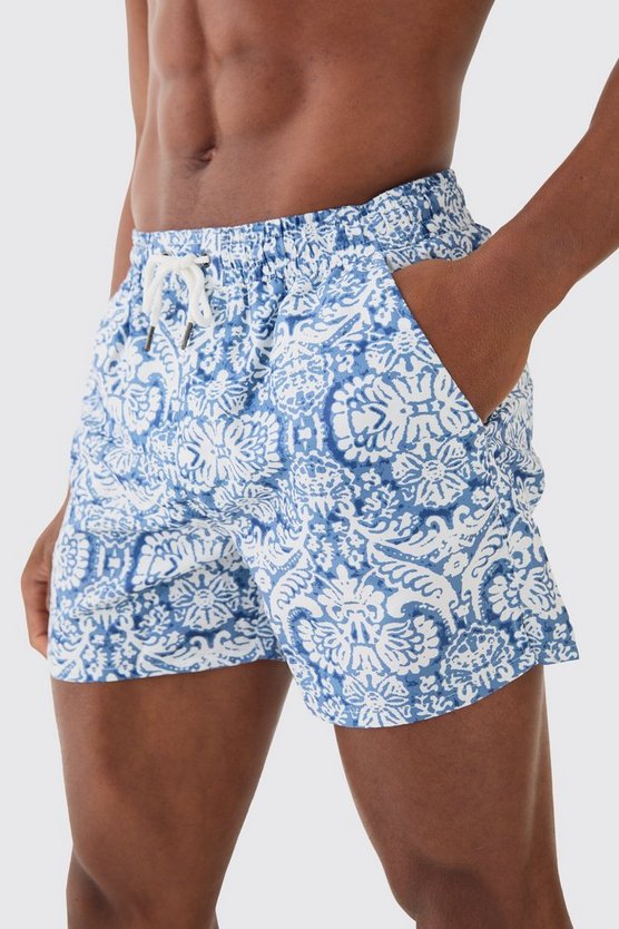 Kurze Badehose mit Paisley-Print