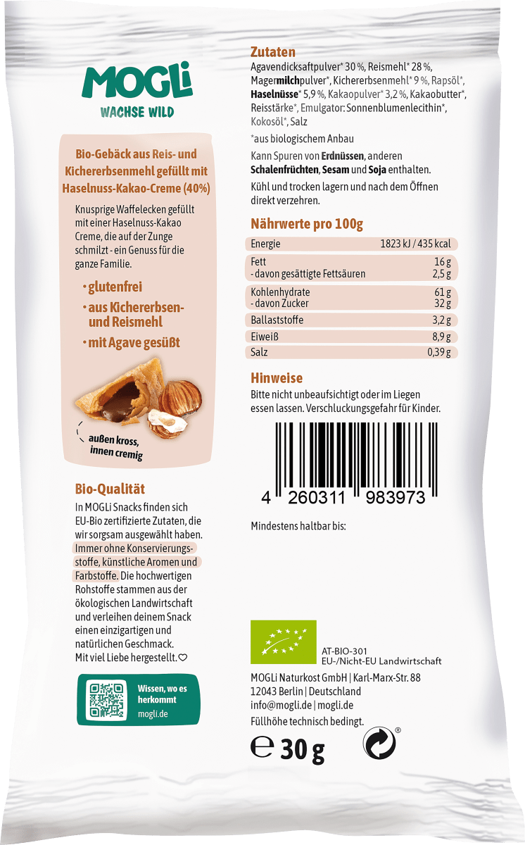 Kinderkekse Haselnussecken, ab 3 Jahren, 30 g
