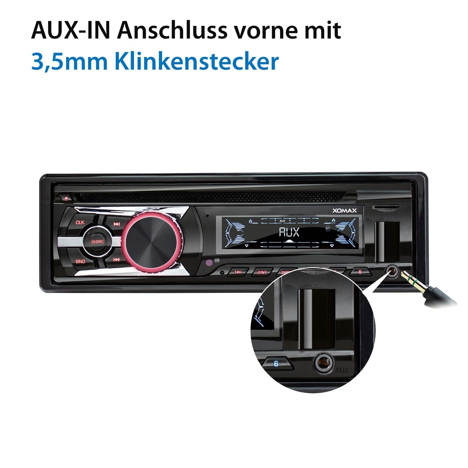 XOMAX XM-CDB623 Autoradio mit CD Player, Bluetooth, USB, SD, AUX-IN, 1 DIN Autoradio