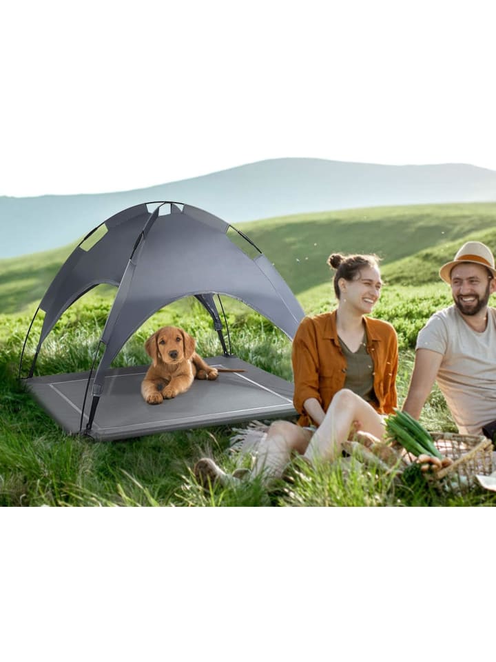 COSTWAY Hundebett mit Baldachin L in Grau günstig kaufen 90 cm