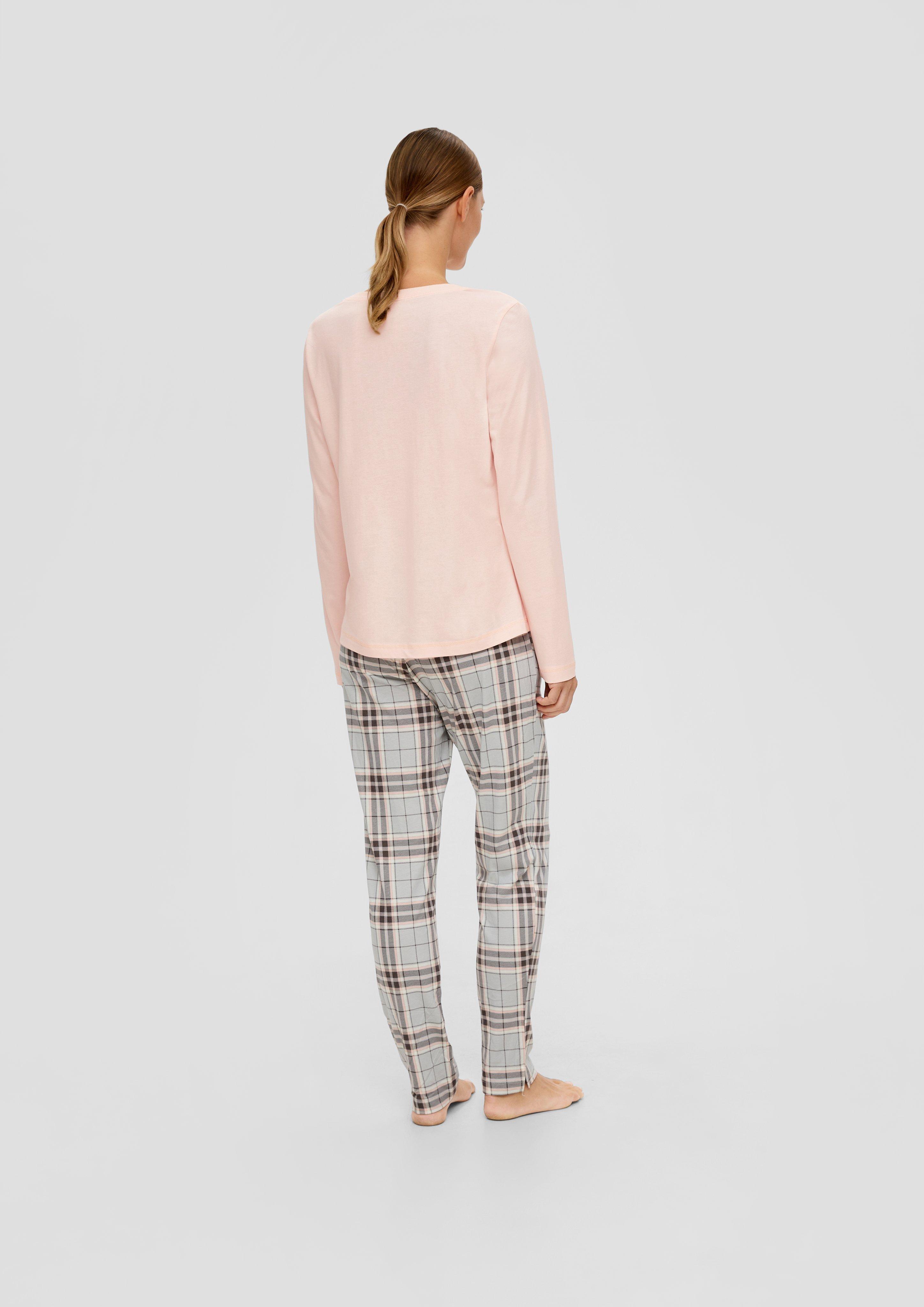 Pyjama Langarmshirt aus Viskose-Baumwollmix  6009001-4000
