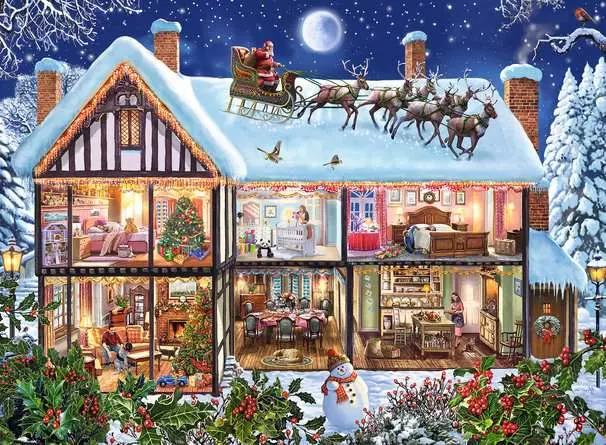Kinderpuzzle ab 6 Jahren - Weihnachten zu Hause - 100 Teile