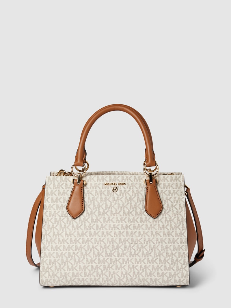 Tote Bag mit Label-Print Modell 'MARILYN' in ecru