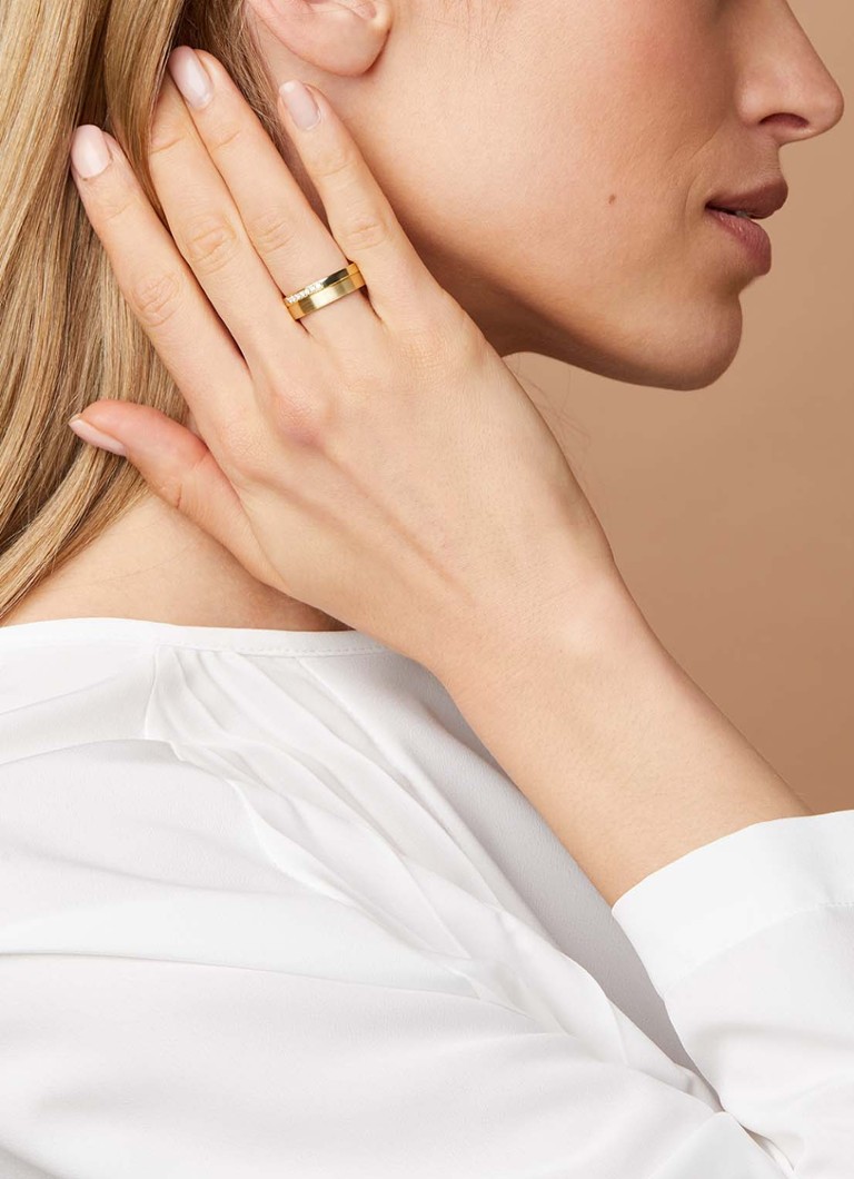 Bague en or jaune Diamond Point, diamant de 0,07 ct, alliance