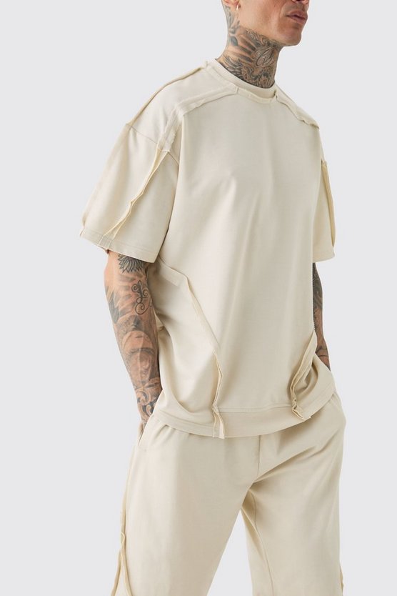 Tall Oversize T-Shirt & Shorts mit ausgefranstem Saum