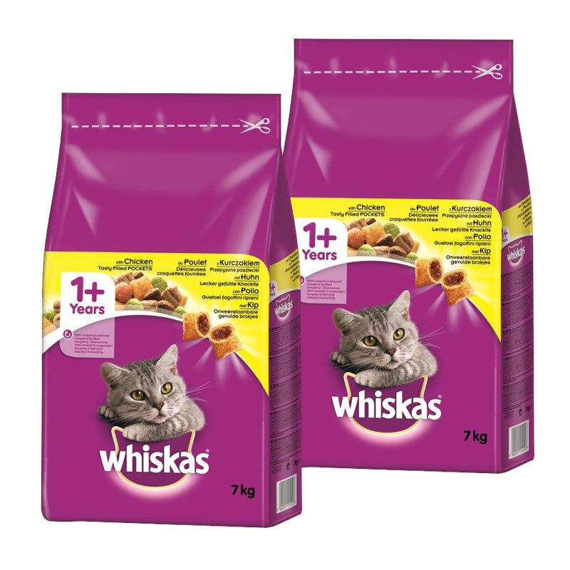 Whiskas Trockenfutter Whiskas 1+ Adult Huhn 2x7 kg