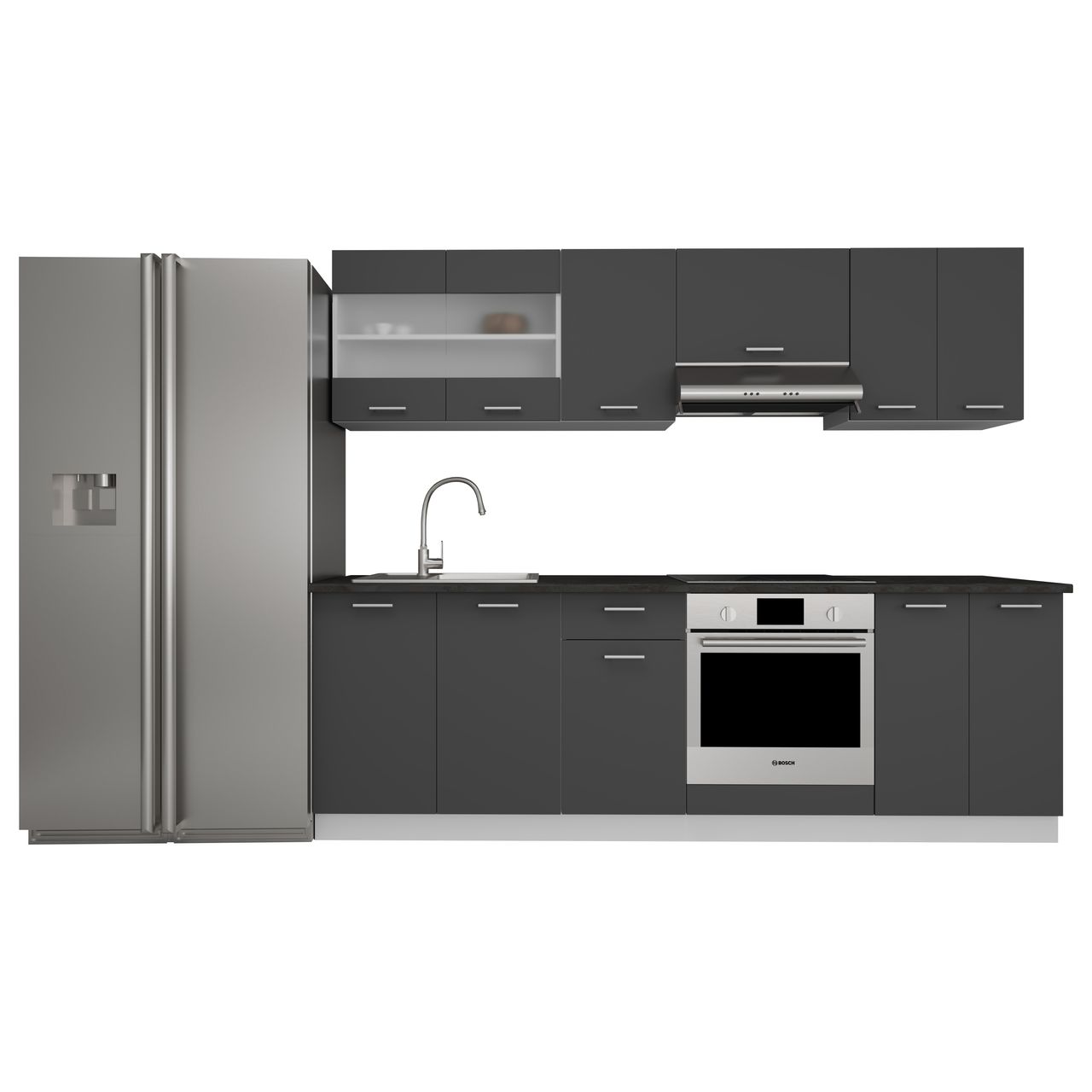 VCM 8-tlg Einbauküche Küchenzeile Küchenblock Komplettküche 240 cm Esilo