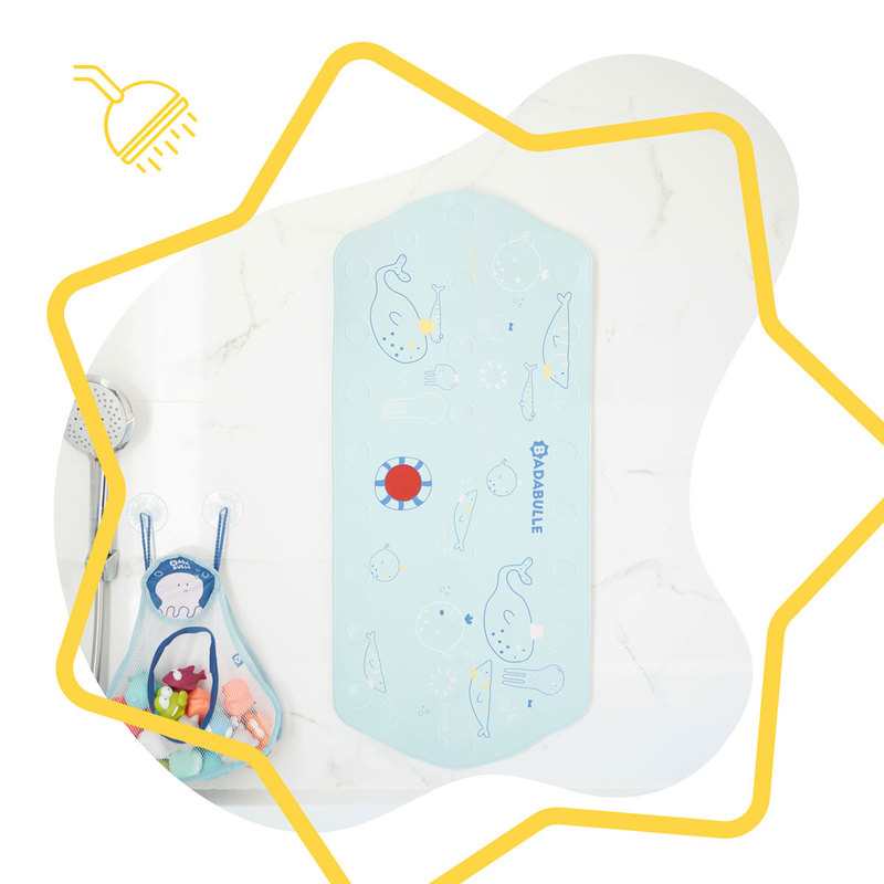 Tapis de bain XXL avec indicateur thermosensible animaux marin Badabulle