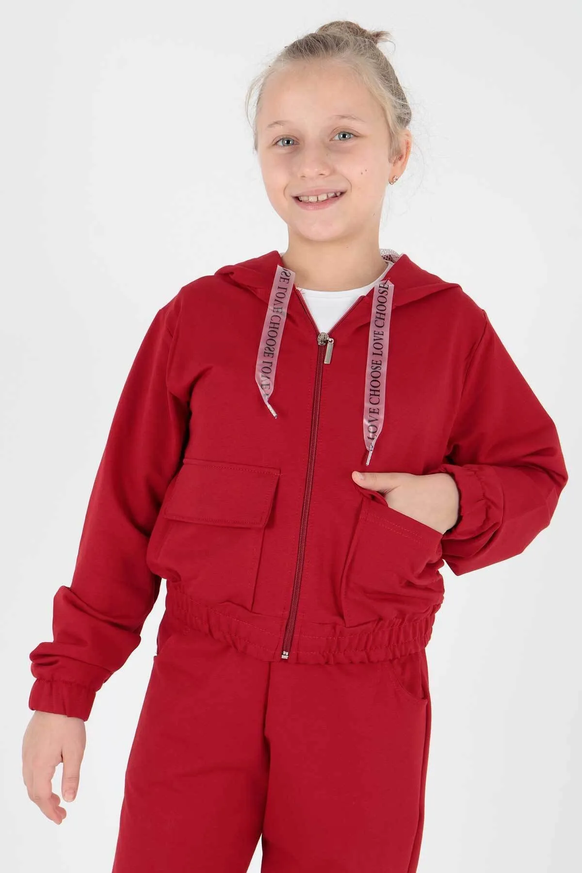 AHENGİM  Taschen-Trainingsanzug-Set für Mädchen Ak2234