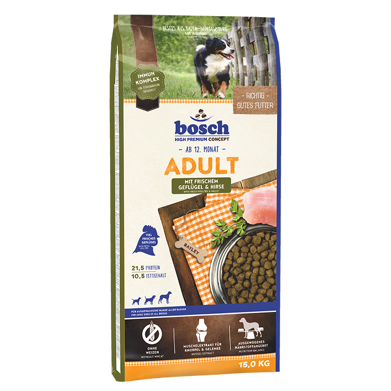 bosch Hundetrockenfutter bosch High Premium Concept Adult Geflügel & Hirse 15 kg