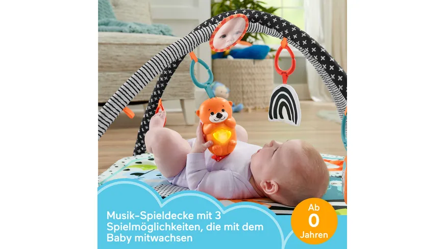 Fisher-Price Spieldecke mit Spielbogen (Licht & Musik), Krabbeldecke ab 0 M.