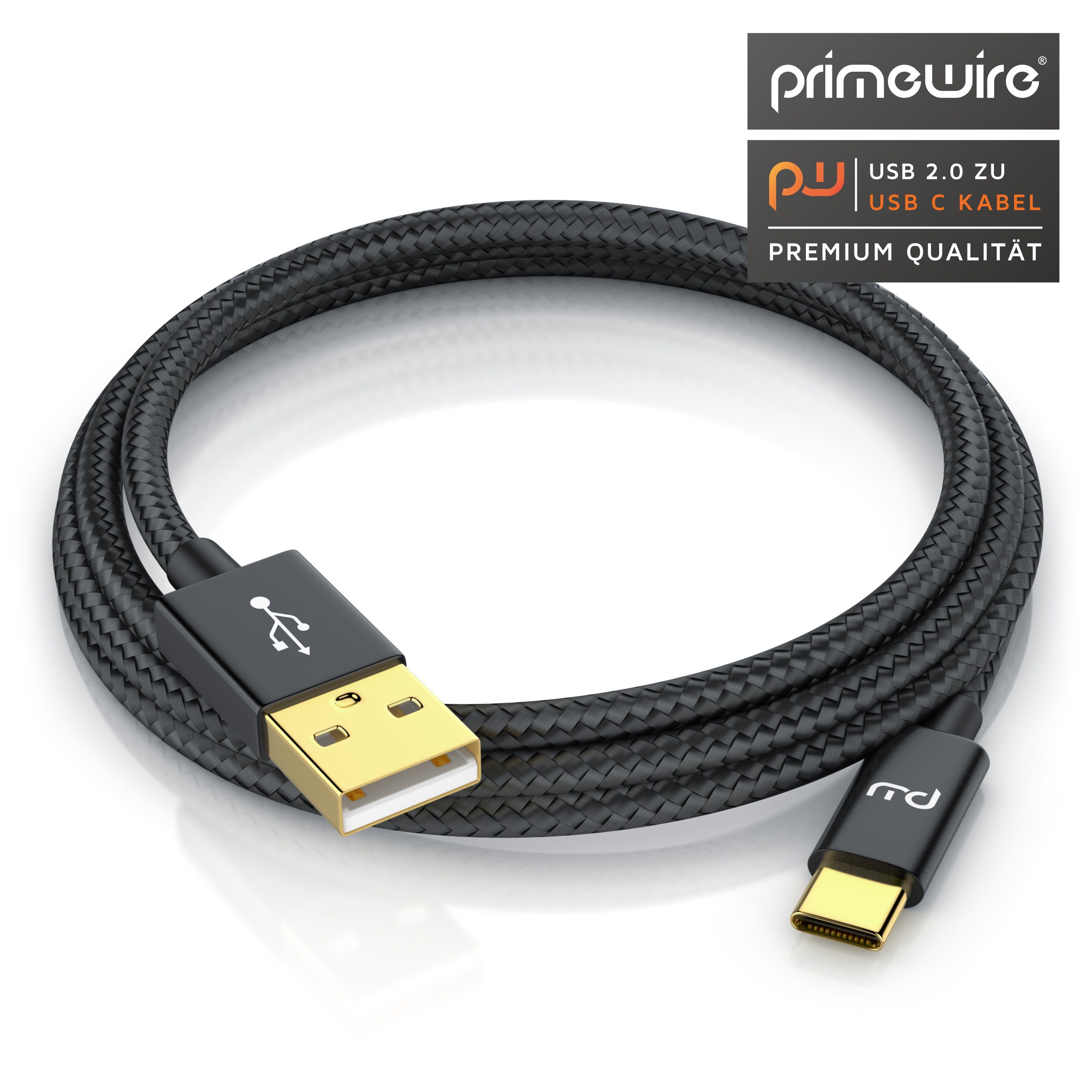 Primewire USB-Kabel, 3.1, USB-C, USB 3.0 Typ A (100 cm), Ladekabel, Datenkabel, Adapterkabel für Smartphone & Tablet - 1m