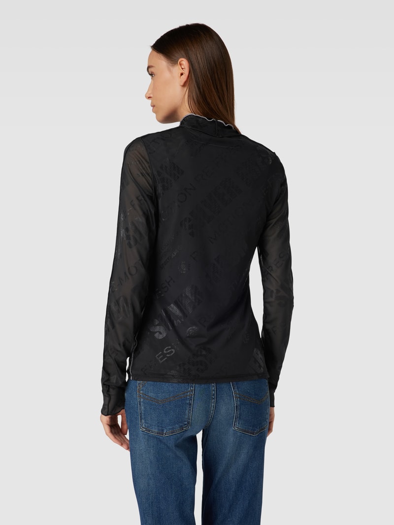 Longsleeve mit Allover-Muster in schwarz