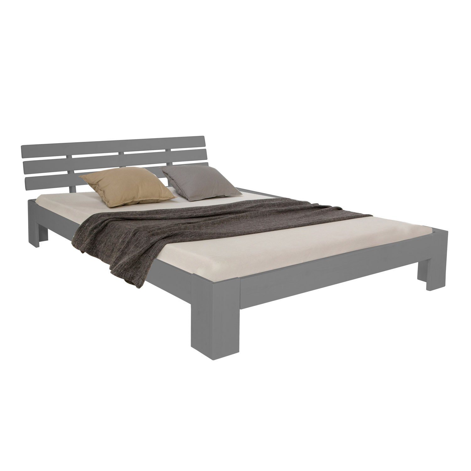 Homestyle4u Holzbett Doppelbett mit Matratze Lattenrost 120x200 cm Bett