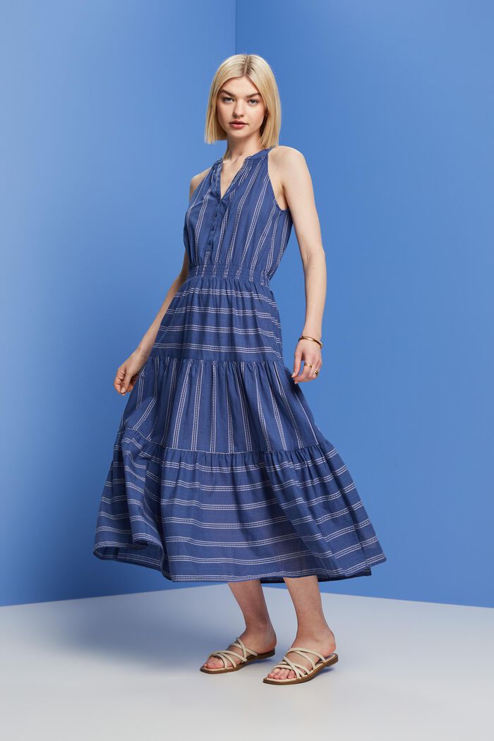 Gestreiftes Midikleid, 100 % Baumwolle