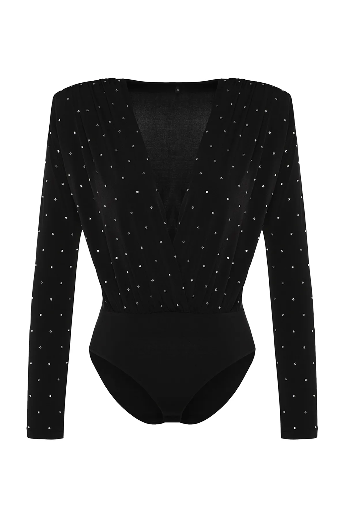 Trendyol Collection  Schwarzer Body mit Schmucksteinen TPRAW24BD00043