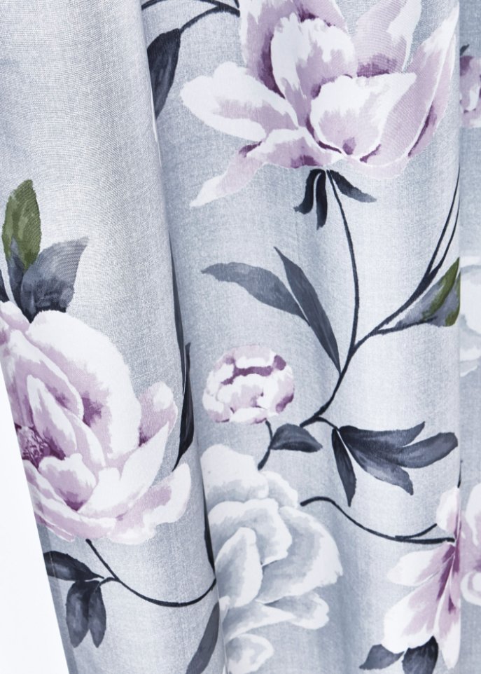 Microfaser Vorhang mit Blumen Druck (1er Pack)