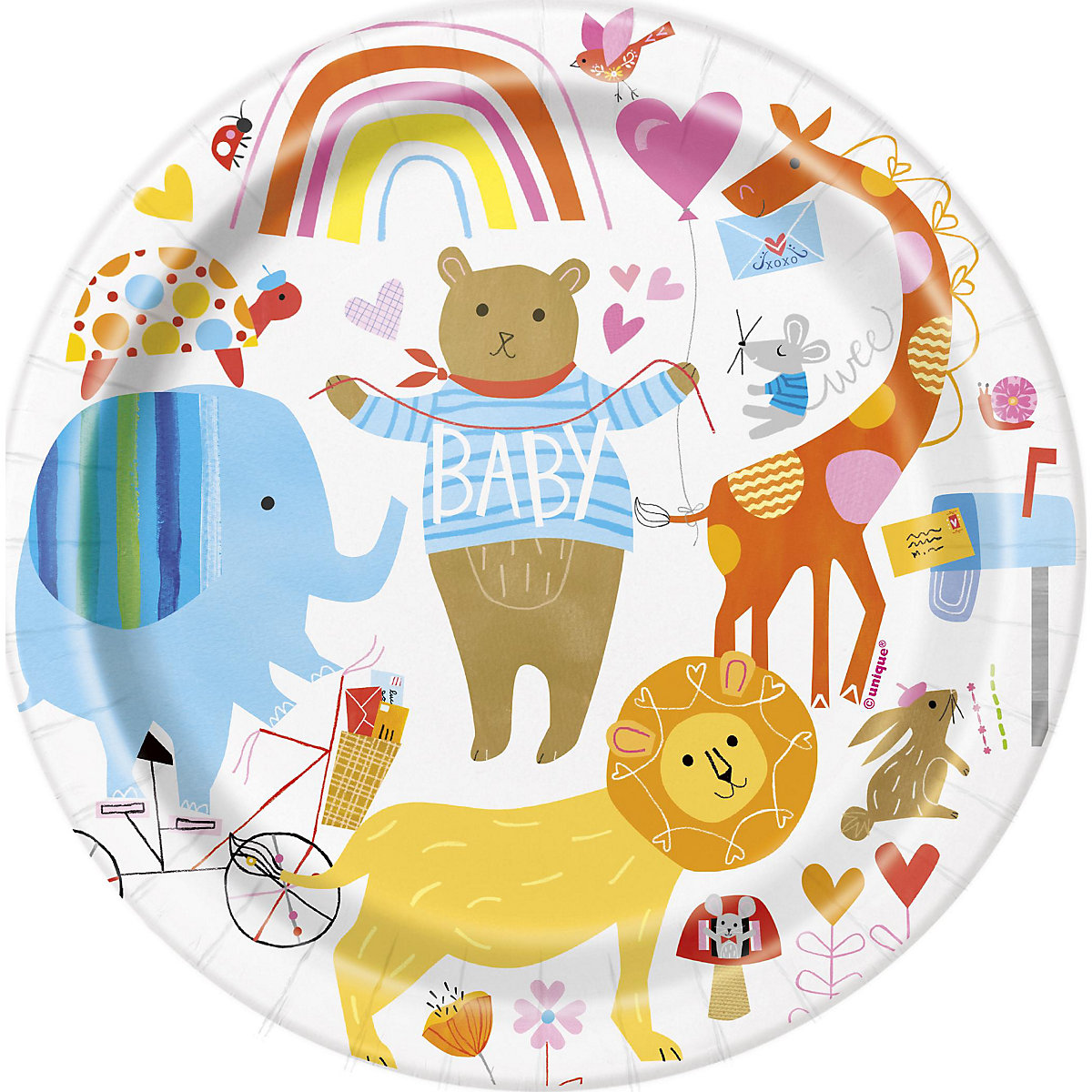 Papp-Partyteller Ø 17,8 cm Baby Zoo, 8 Stück