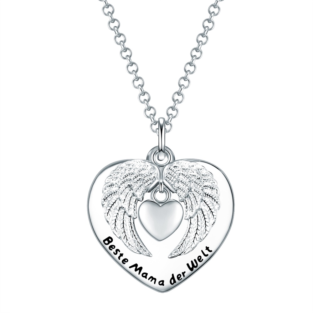 Rafaela Donata Collier tendance Coeur avec ailes + citation 