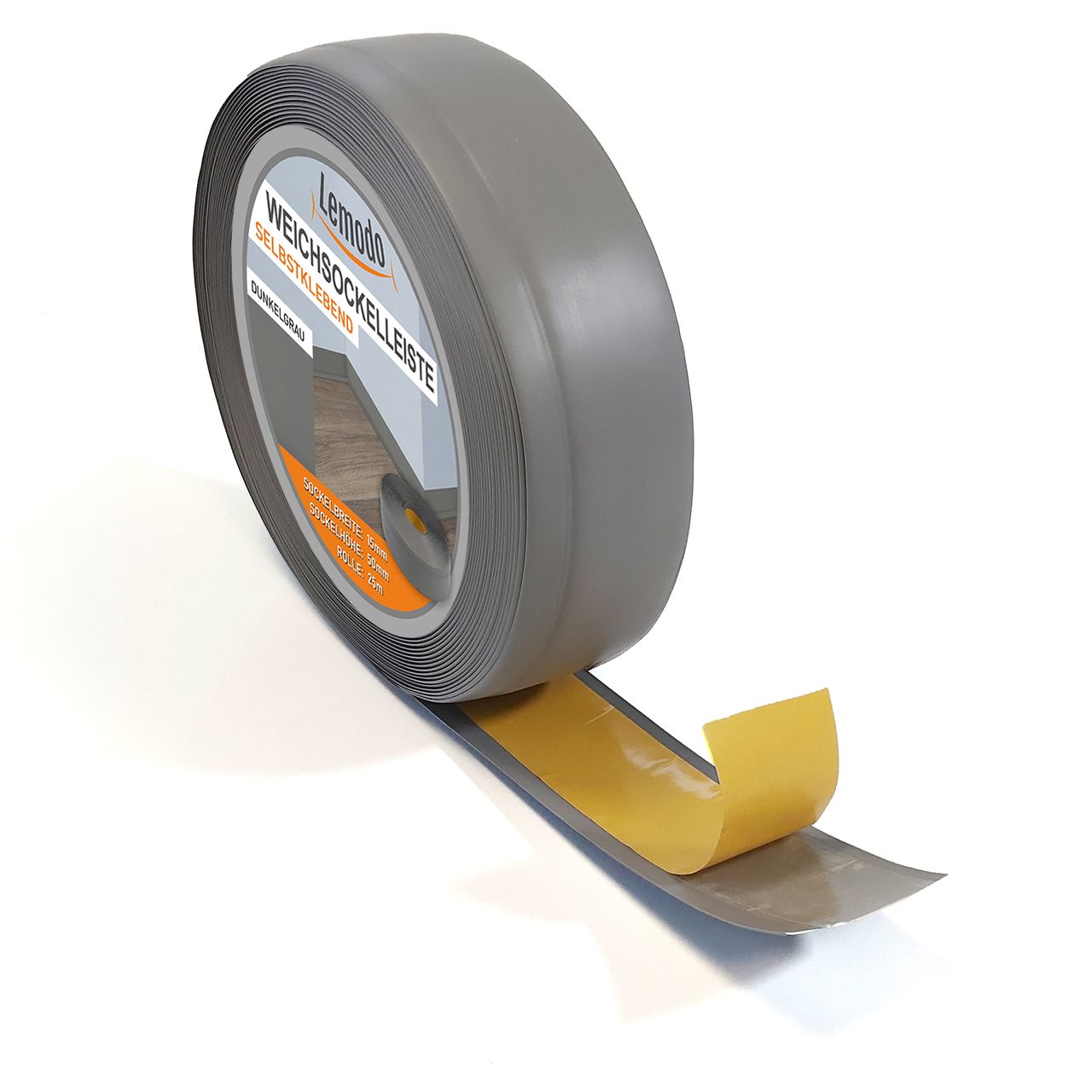 Lemodo Weichsockelleiste dunkelgrau, 25m Rolle