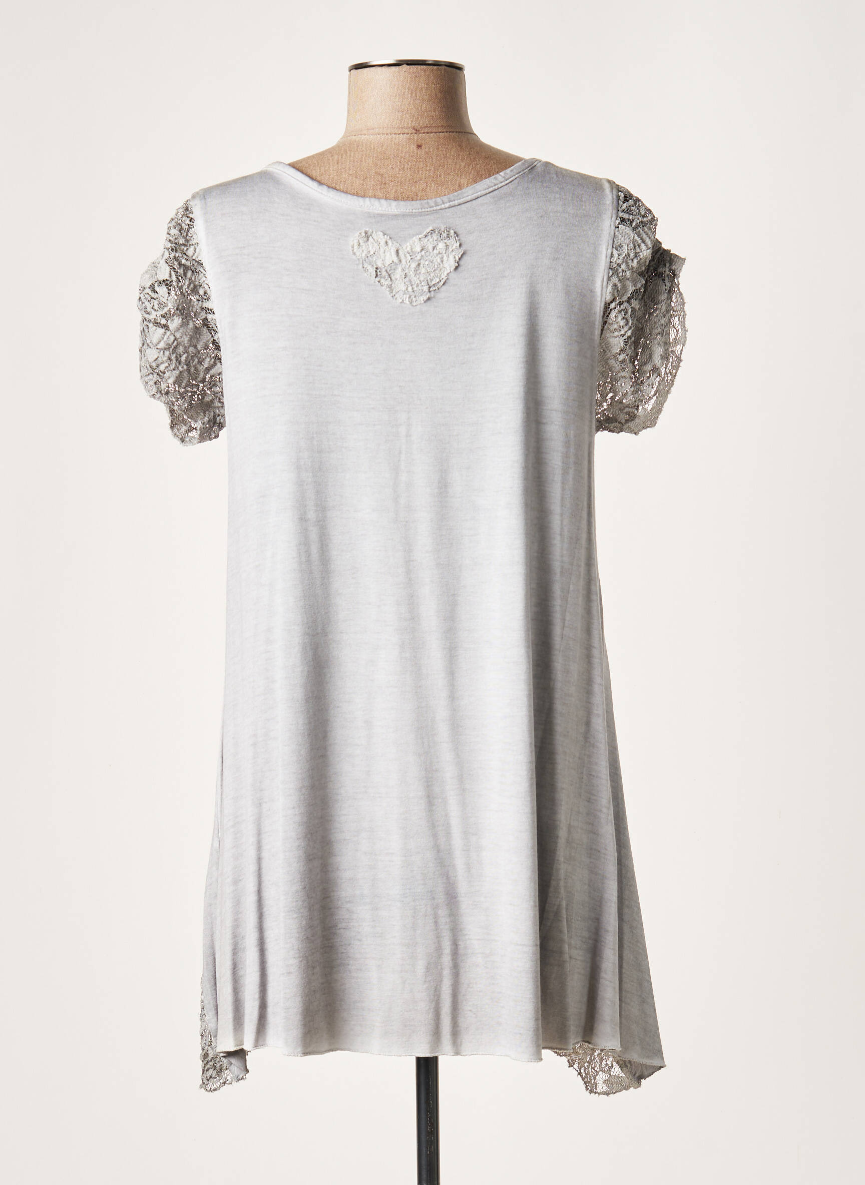 Lauren Vidal Tuniquemanchecourte Femme couleur gris