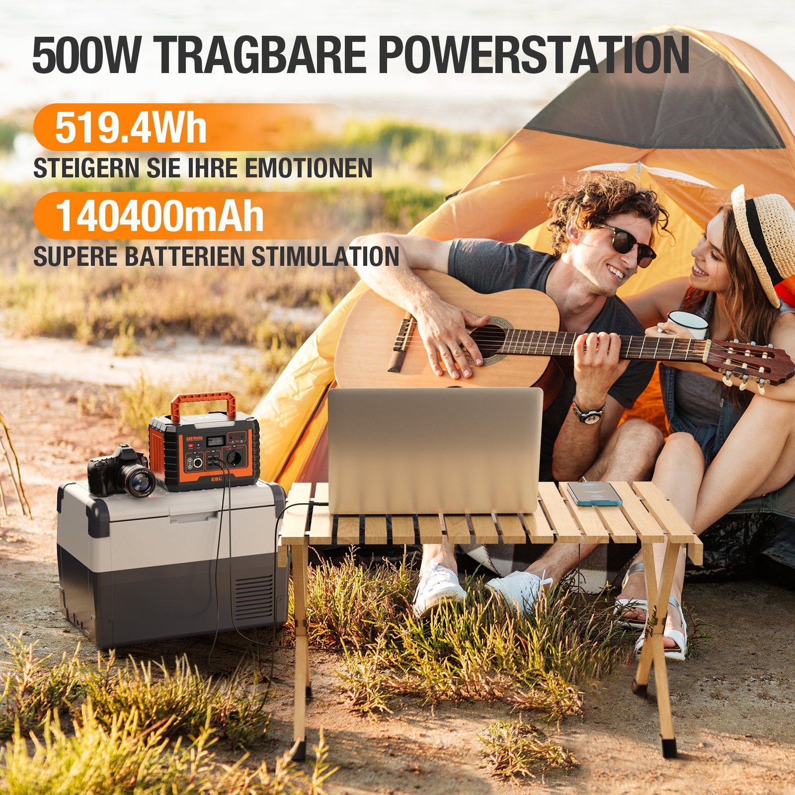 EBL Stromerzeuger 500W Powerstation Tragbarer Stromerzeuger für Camping im Freien, 0,50 in kW, (1-tlg)