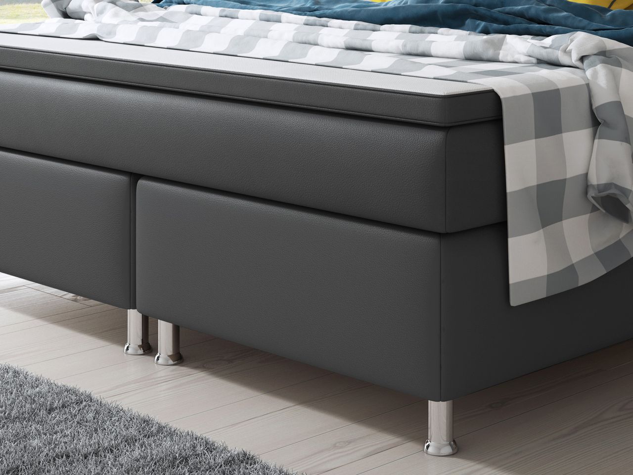 IHG Boxspringbett Miami 180x200 cm Kunstleder Anthrazit